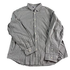 Old Navy Everyday Shirt XL Gray White Gingham Check Button Front Long Sleeve
